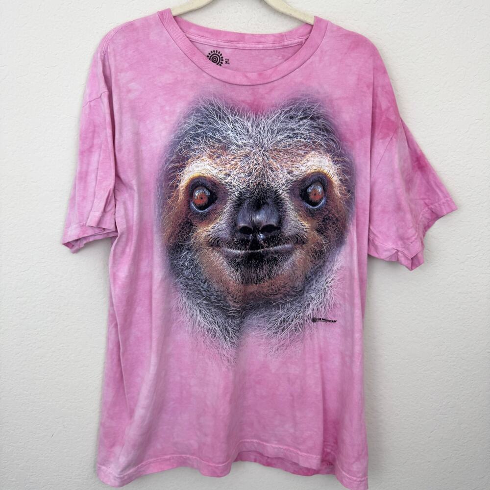 The Mountain Womens T Shirt Top Size XL Sloth Animal 100% Cotton Casual Pink